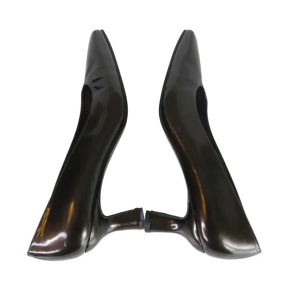 Vintage Stuart Weitzman Metallic Bronze Patent Leather Pumps Size 9 Kitten Heels